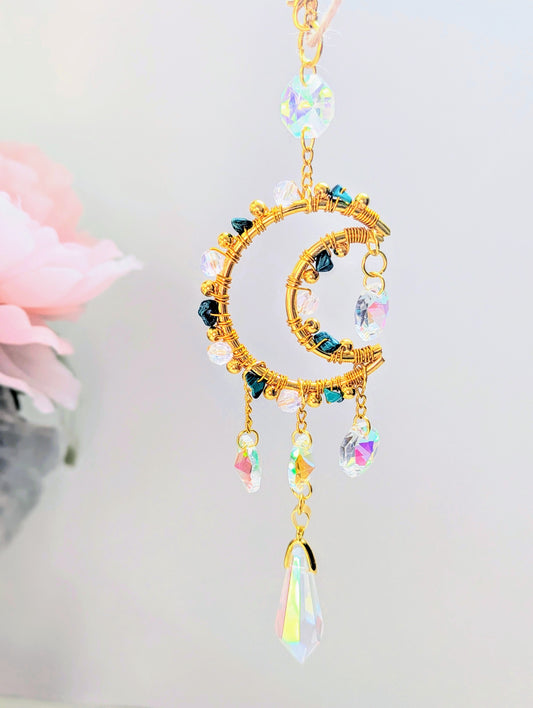Car Charm Wire-wrapped Moon